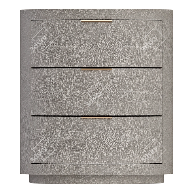 Elegant Shagreen Round Nightstand 3D model image 2