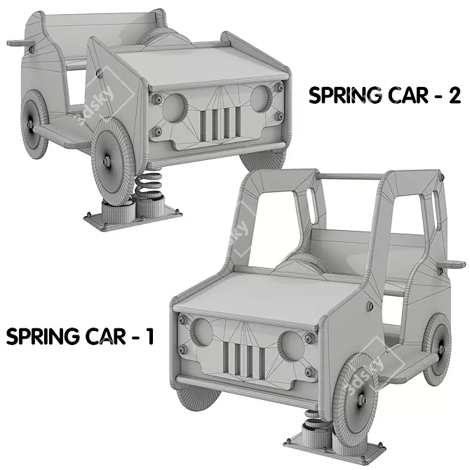 Spring Ride-On Cars. Set of 2 3D model image 2