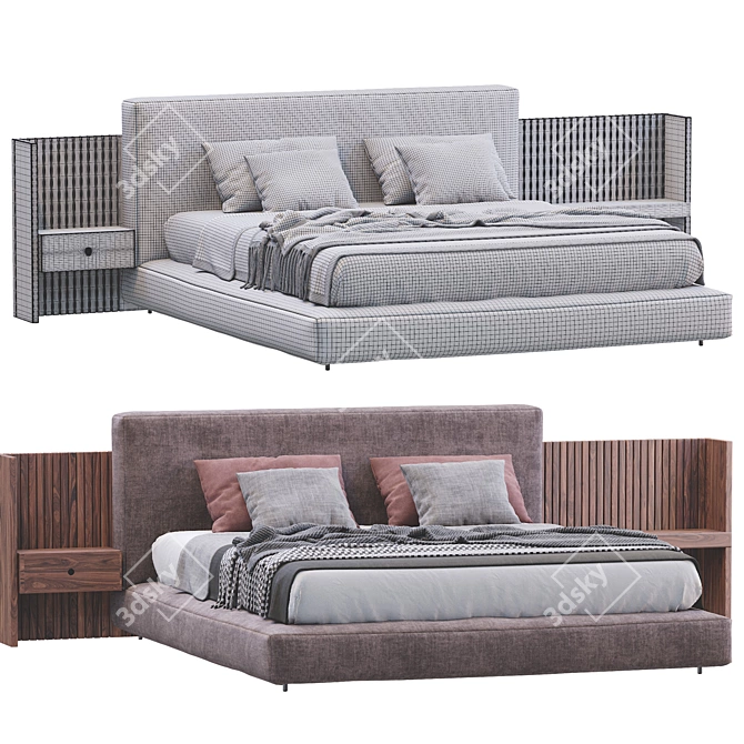 Modern Minotti Bed: Brasilia 3D model image 4