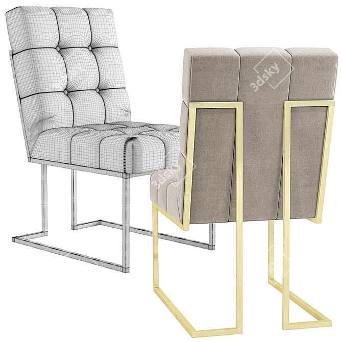 Glamour Velvet Goldfinger Dining Chair 3D model image 5