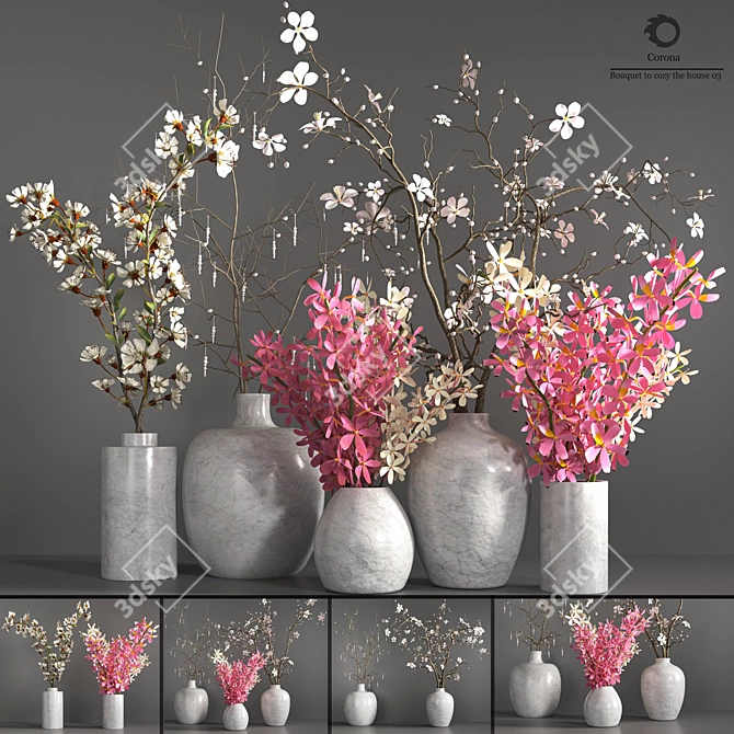 Cozy Collection: Plants Bouquet 3D model image 1