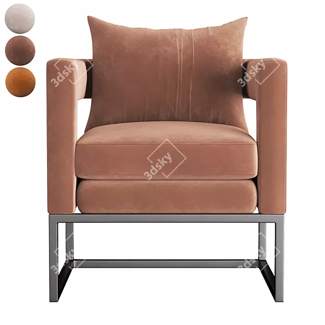 Luxury Navy Velvet Chair 3D model image 2