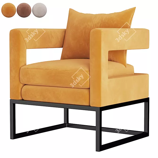 Luxury Navy Velvet Chair 3D model image 3