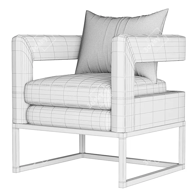 Luxury Navy Velvet Chair 3D model image 4