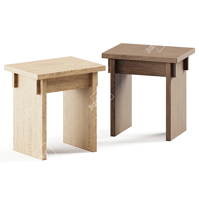 Elegant Japanese Oak Chair 3D model image 1