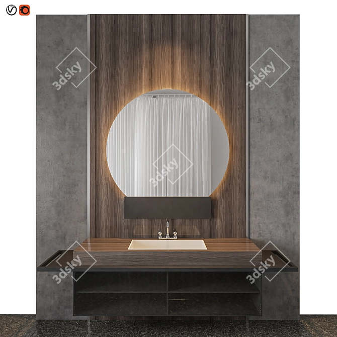 Modern Black Bathroom Design 3D model image 1