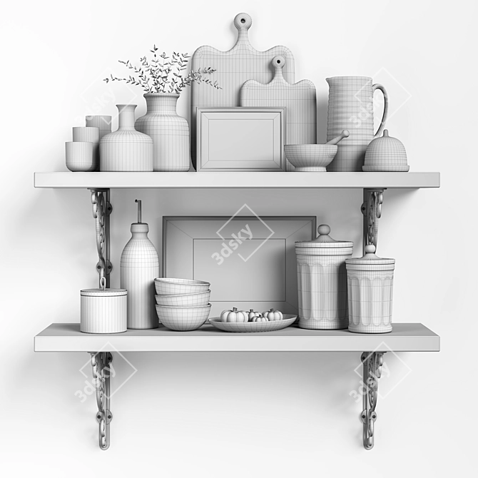 11-Piece Kitchen Set with Shelf Organizers 3D model image 4