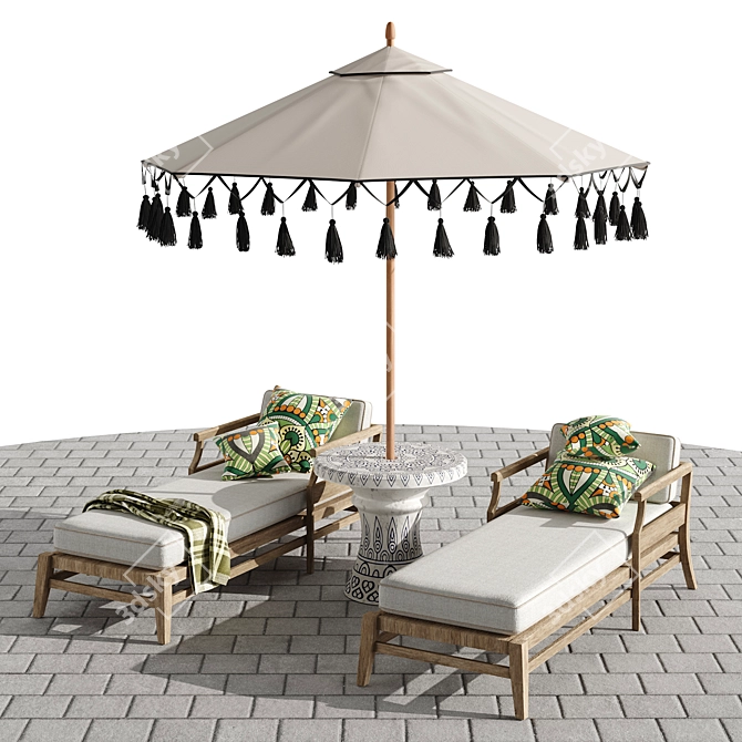 Coastal Retreat Outdoor Lounge Set 3D model image 1