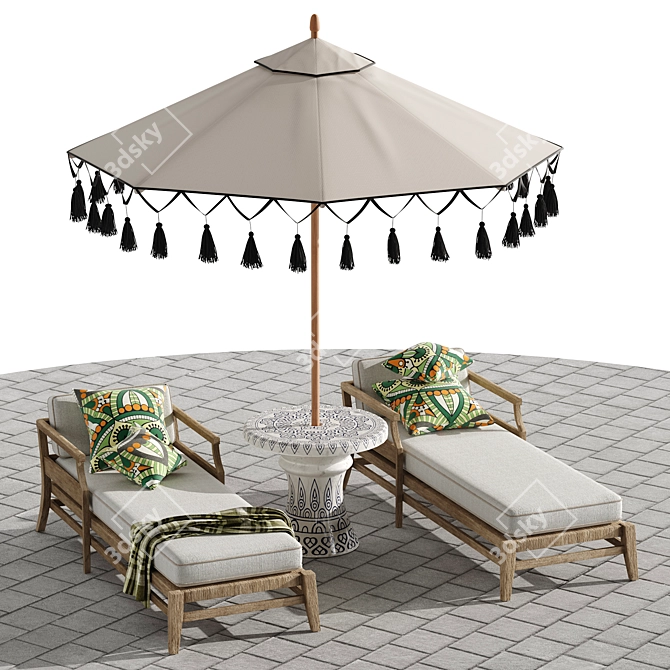 Coastal Retreat Outdoor Lounge Set 3D model image 2