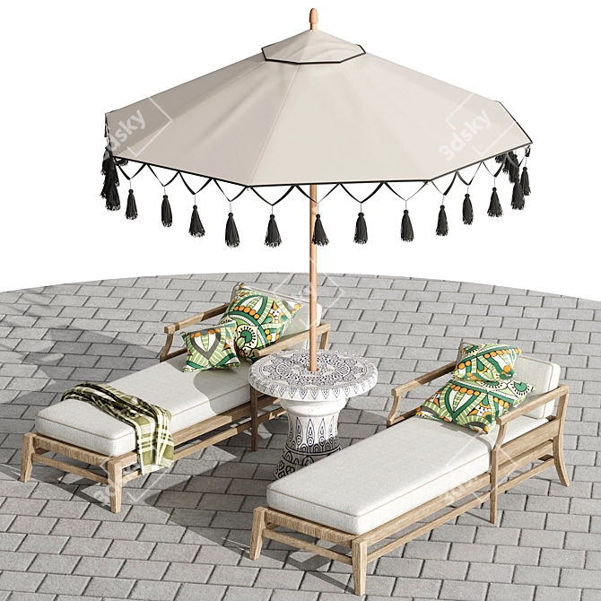 Coastal Retreat Outdoor Lounge Set 3D model image 3