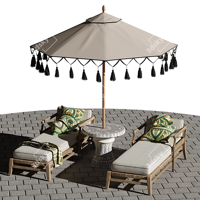 Coastal Retreat Outdoor Lounge Set 3D model image 5