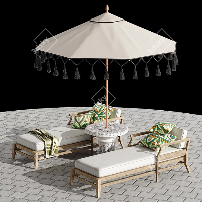 Coastal Retreat Outdoor Lounge Set 3D model image 6