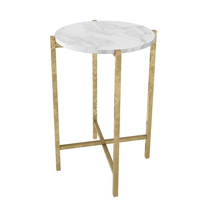 Golden Marble French Side Table 3D model image 1