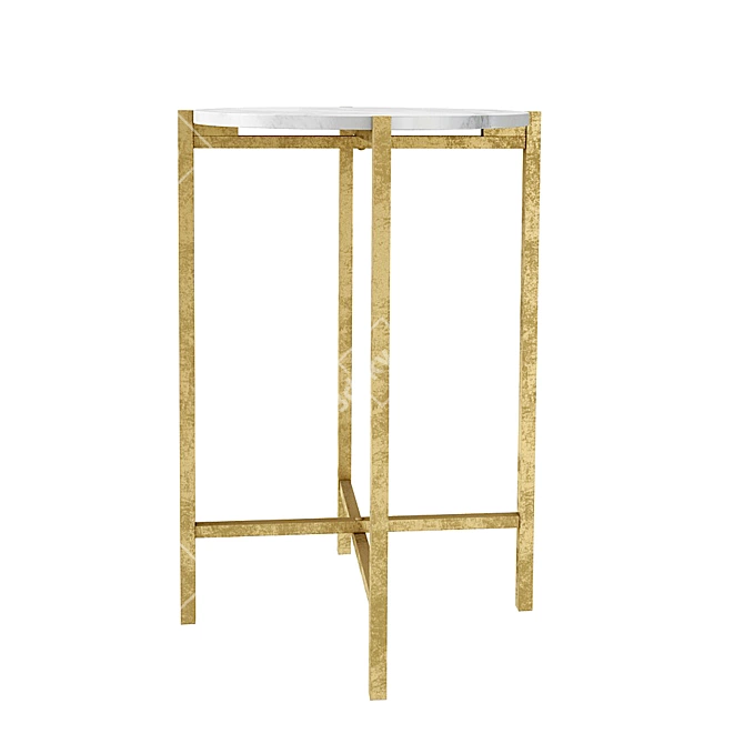 Golden Marble French Side Table 3D model image 2