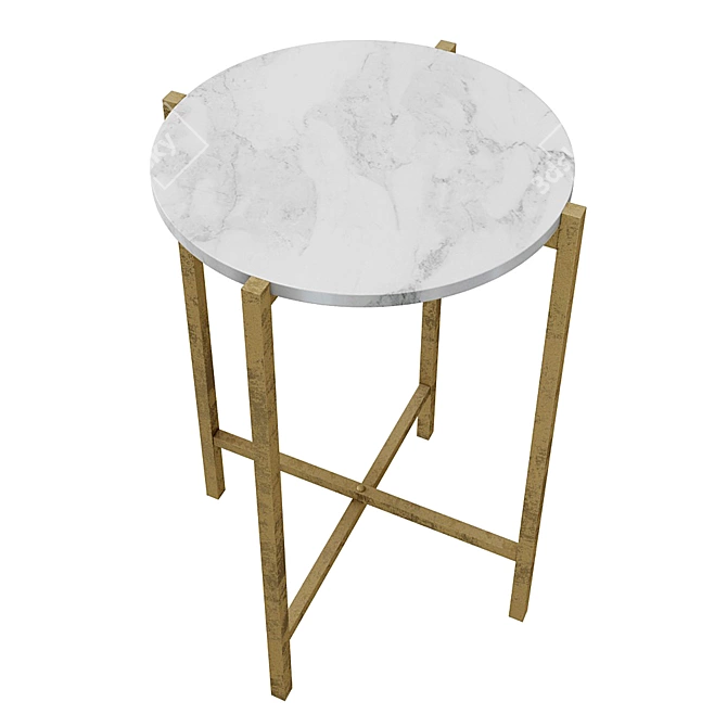 Golden Marble French Side Table 3D model image 3