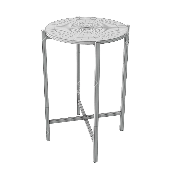 Golden Marble French Side Table 3D model image 4