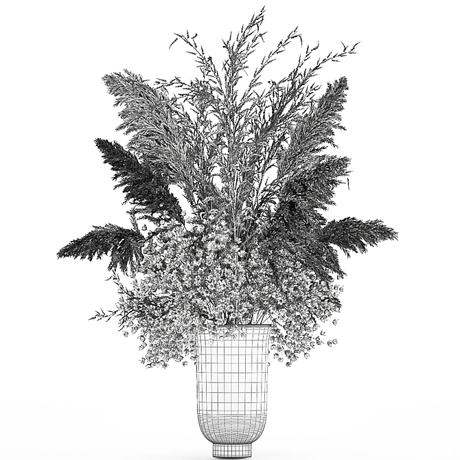 Ethereal White Blossoms Bouquet 3D model image 7