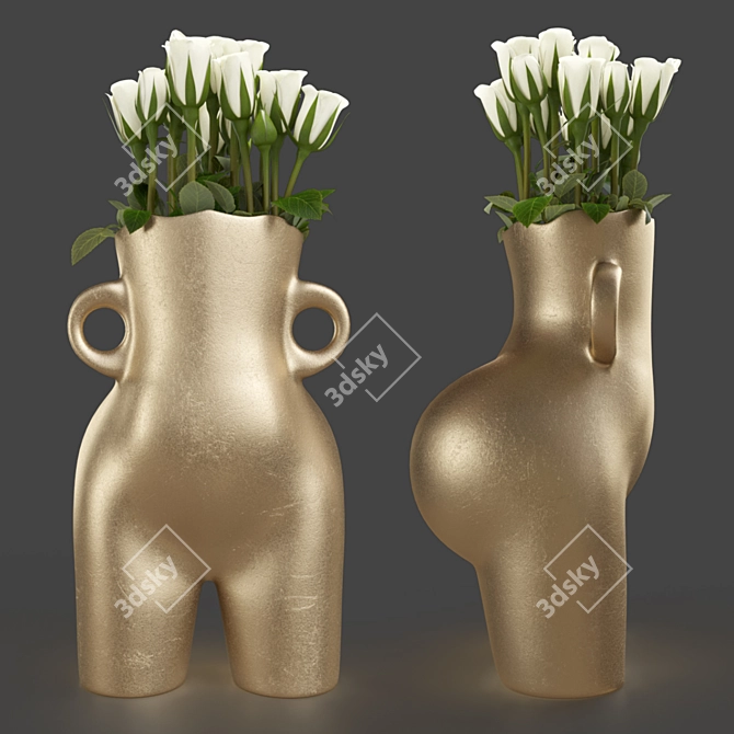 Golden Booty Vase: Glamorous Ceramic Décor 3D model image 2