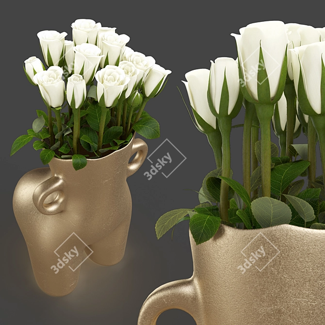 Golden Booty Vase: Glamorous Ceramic Décor 3D model image 3