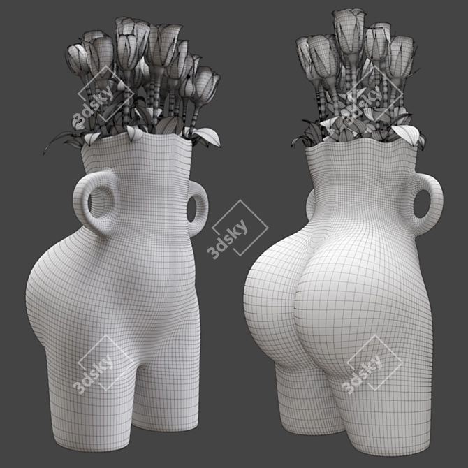 Golden Booty Vase: Glamorous Ceramic Décor 3D model image 4