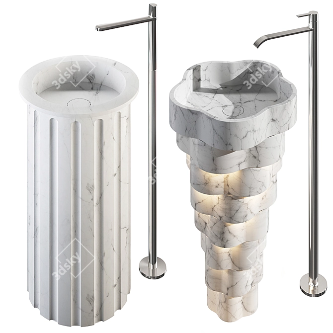 Luxury Marble Washbasin Collection 3D model image 1