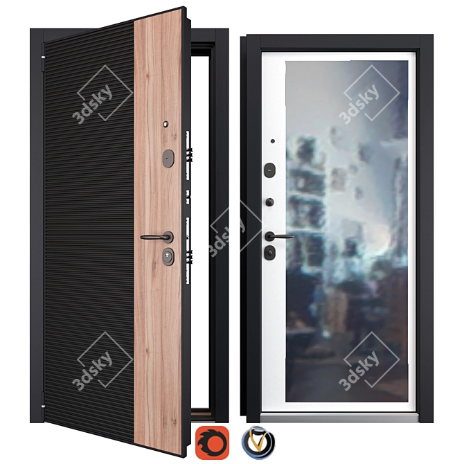 Holz Newest NT 3: Secure Metal Entrance Door 3D model image 1