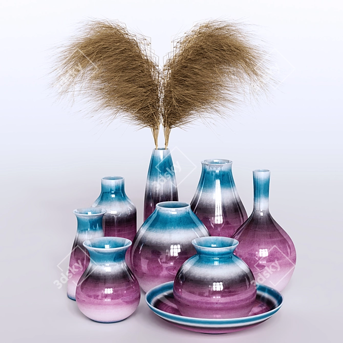 Elegant Vase Decor Set 3D model image 1