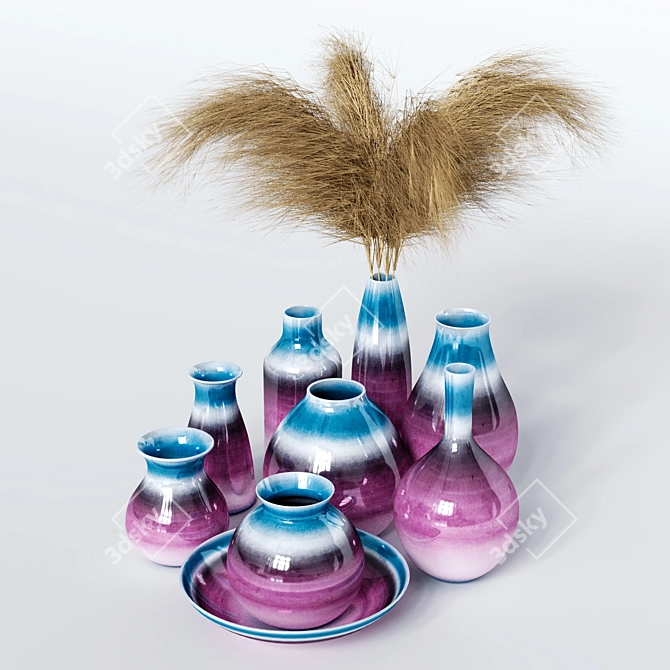 Elegant Vase Decor Set 3D model image 3