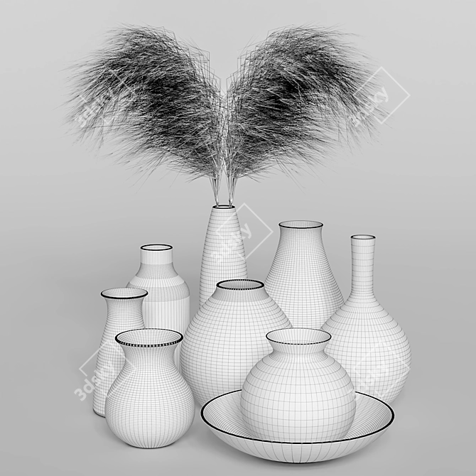 Elegant Vase Decor Set 3D model image 4