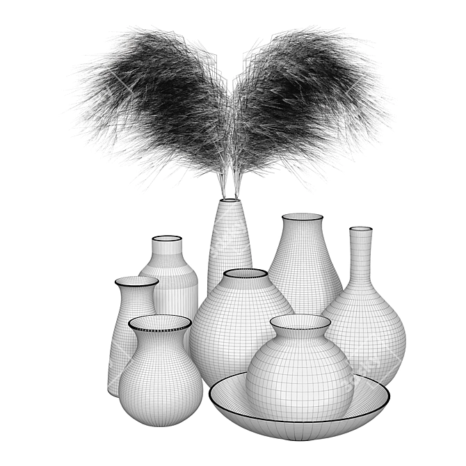 Elegant Vase Decor Set 3D model image 8