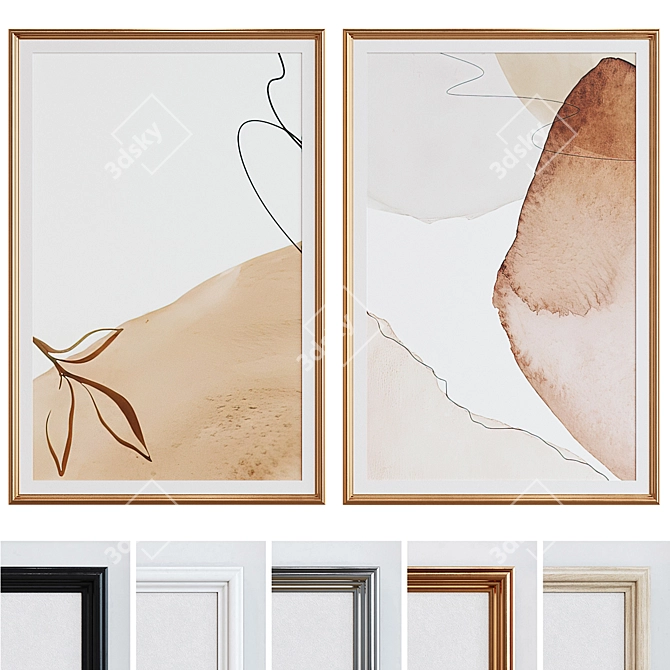 Modern Style Abstract Picture Frame Set 3D model image 1