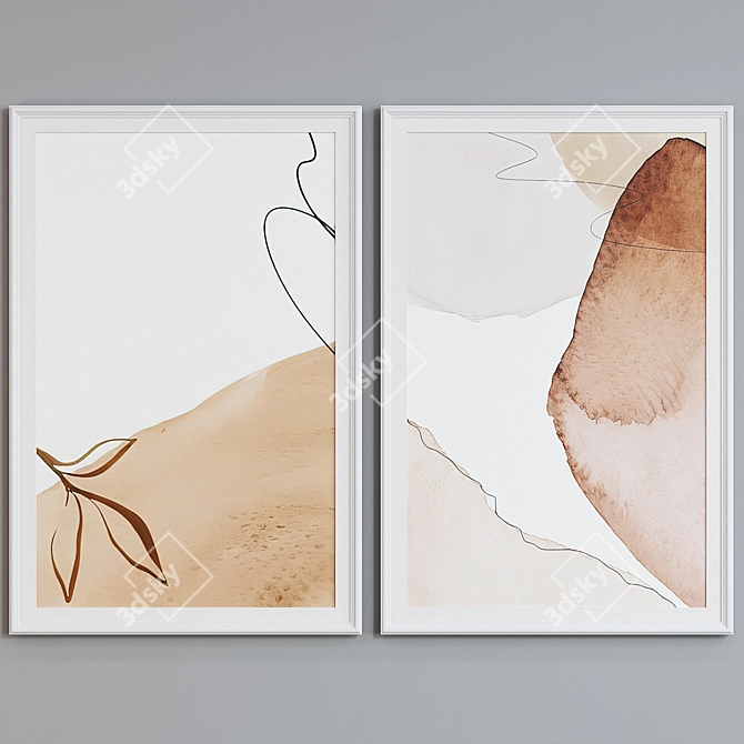 Modern Style Abstract Picture Frame Set 3D model image 3