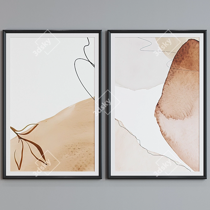 Modern Style Abstract Picture Frame Set 3D model image 5