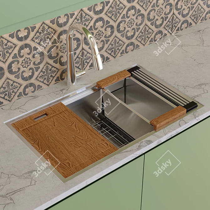 Ruvati Single Bowl Sink: Stylish and Durable 3D model image 3