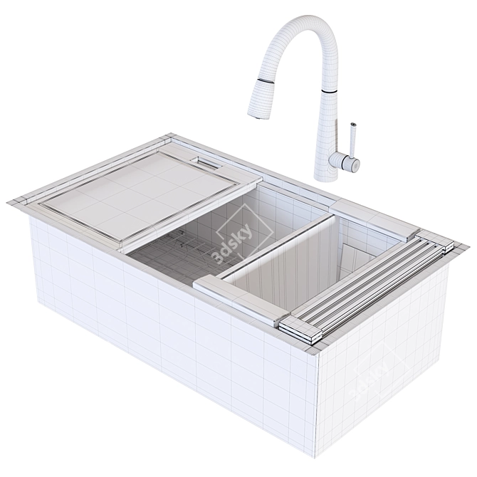 Ruvati Single Bowl Sink: Stylish and Durable 3D model image 5