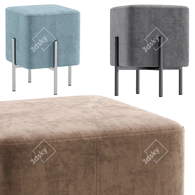 Luxury Velvet and Leather Gatsby Bench 3D model image 3