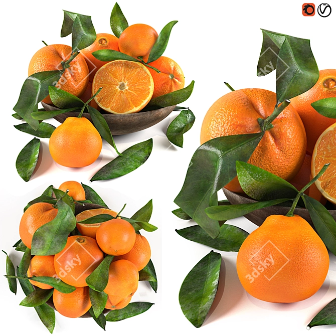 Citrus Delight Bowl: 3D Model Formats 3D model image 5