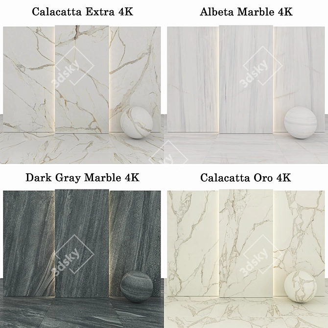 Marble Collection: Albeta, Calacatta, Dark Gray 3D model image 2