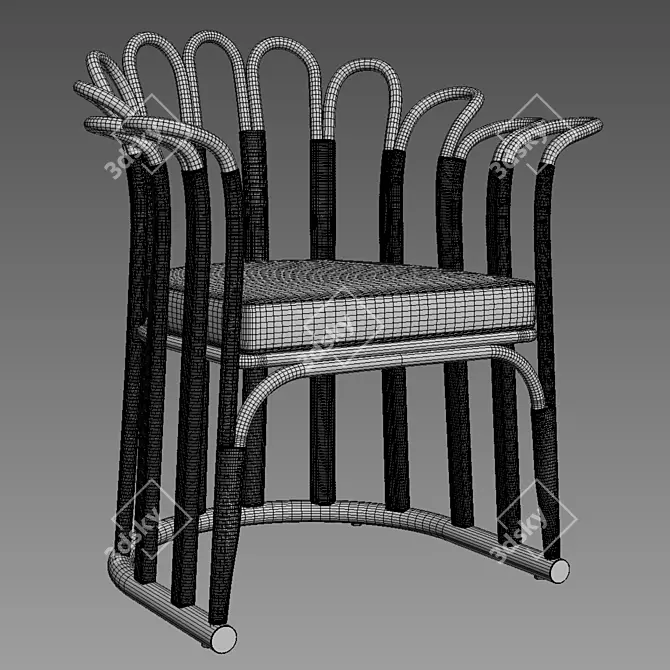 Anemone Cane Chair: Natural Rattan Woven Seating 3D model image 5