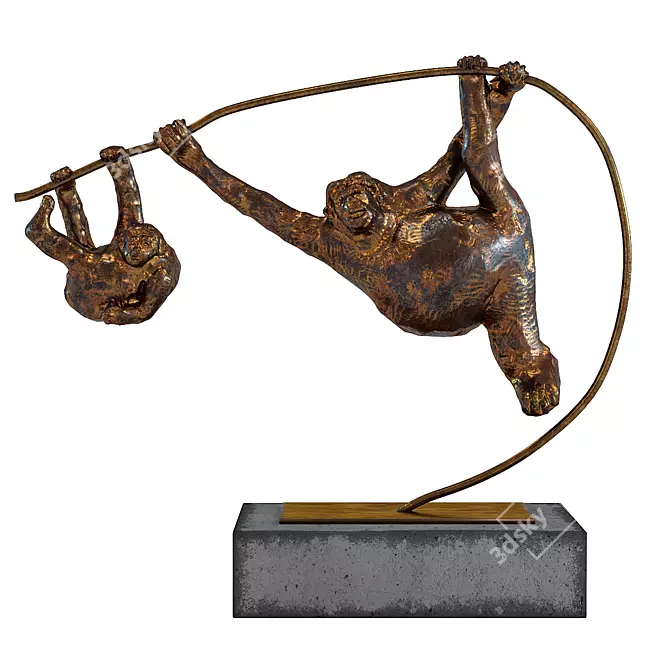 Playful Primate Sculpture: Climbing Monkeys 3D model image 1