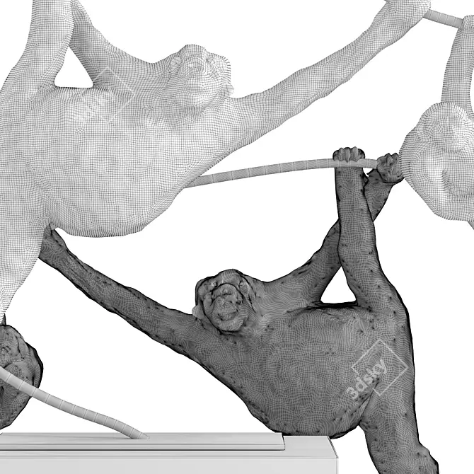 Playful Primate Sculpture: Climbing Monkeys 3D model image 3