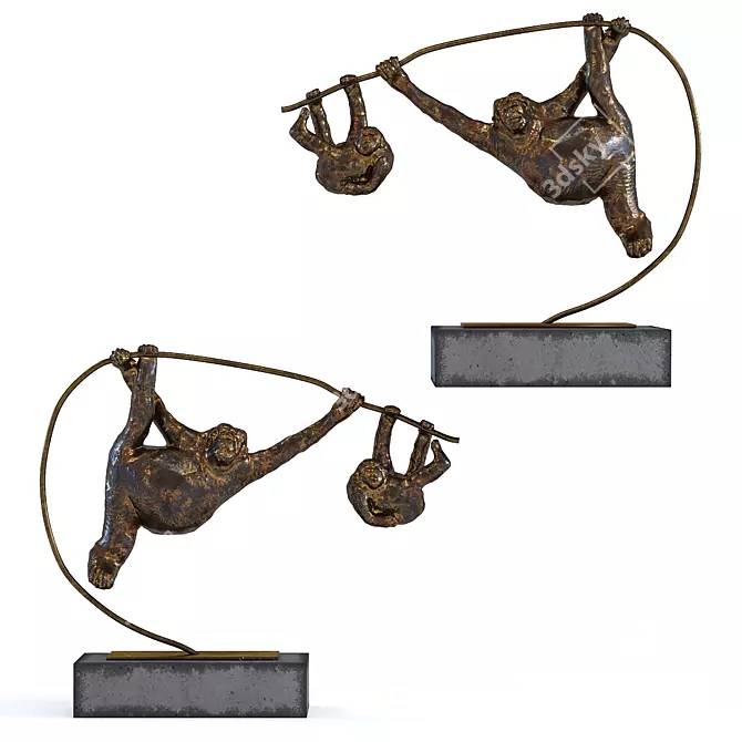 Playful Primate Sculpture: Climbing Monkeys 3D model image 4