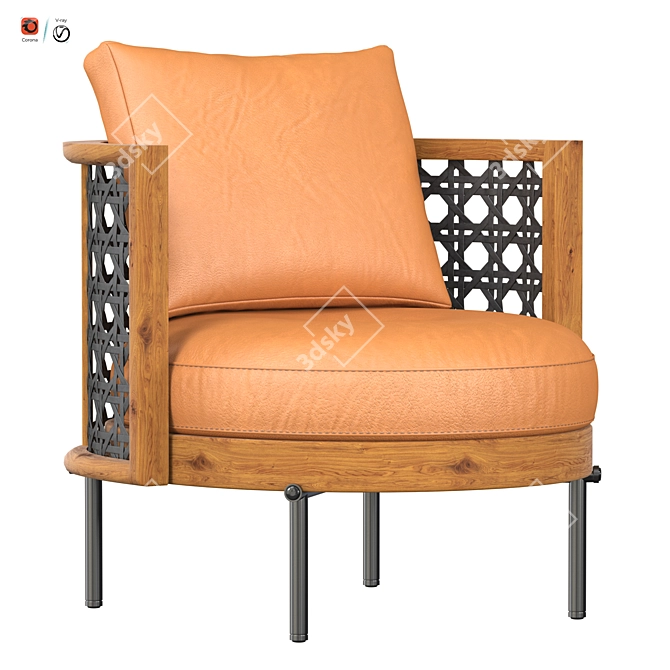 Elegant Torii Nest Armchair 3D model image 1