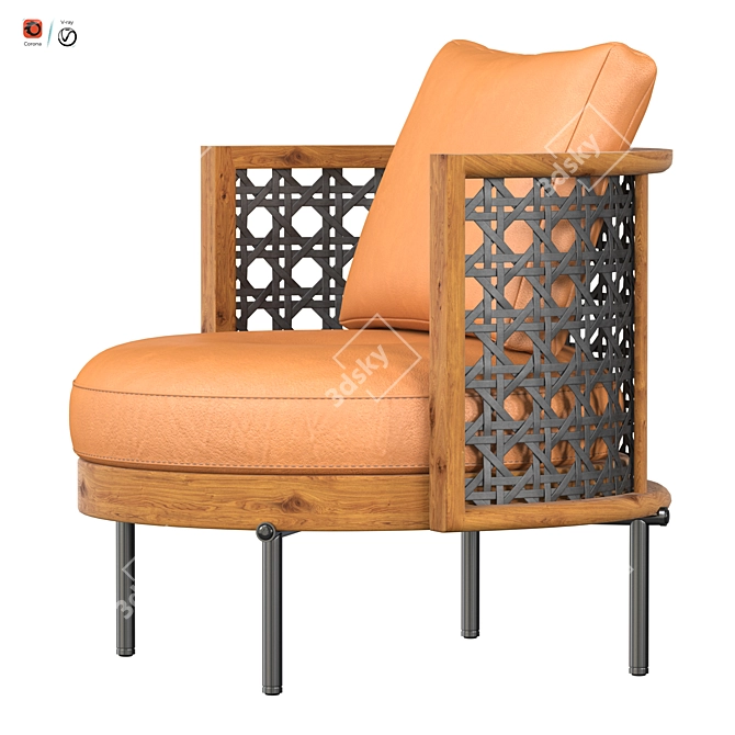 Elegant Torii Nest Armchair 3D model image 3