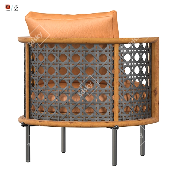 Elegant Torii Nest Armchair 3D model image 4