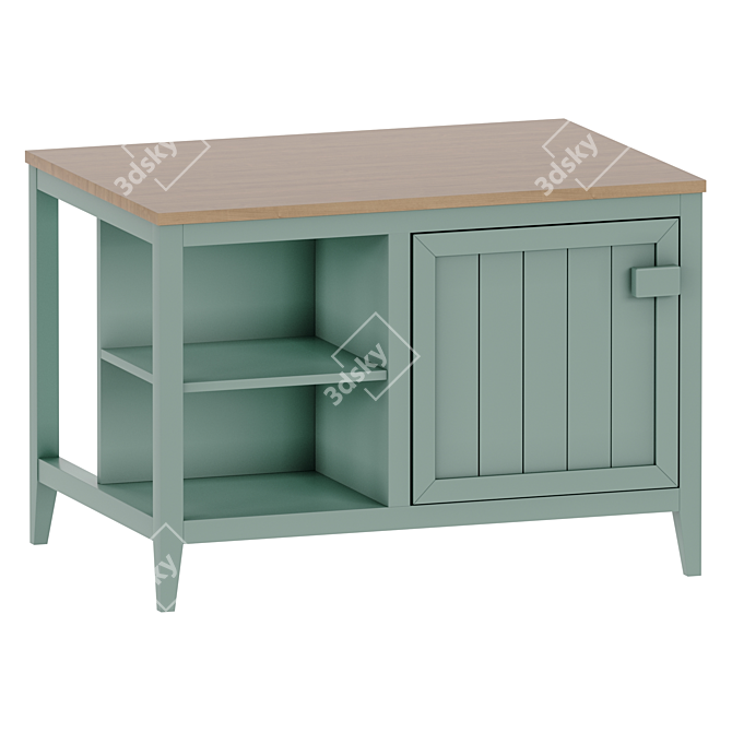 Carlos Pine Kitchen Island - Stylish and Spacious 3D model image 1