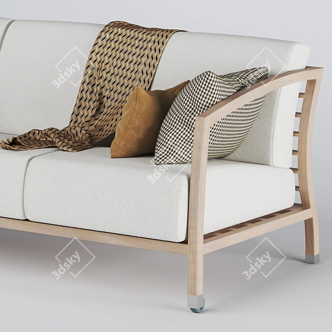 Elegant Malena Sofa: Modern Design, Premium Fabric & Wood 3D model image 2