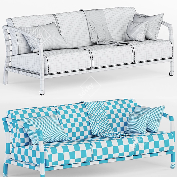 Elegant Malena Sofa: Modern Design, Premium Fabric & Wood 3D model image 4
