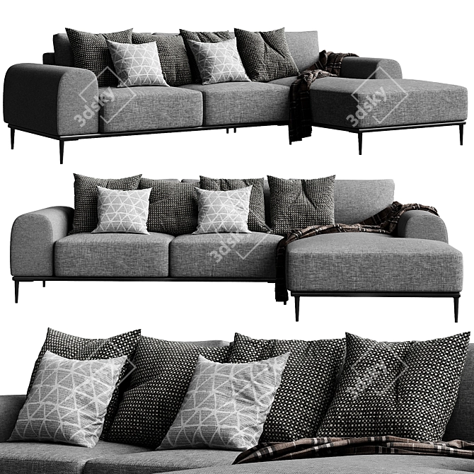 Stylish Oslo Corner Sofa 3D model image 1