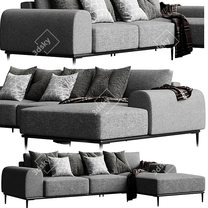 Stylish Oslo Corner Sofa 3D model image 2